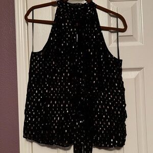 Ann Taylor Black Sleeveless Blouse with Gold Highlights